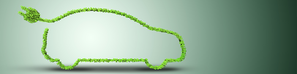 Electric car concept in green environment concept