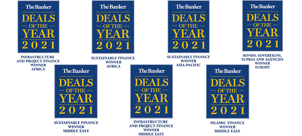 Tombstones for the 7 Deals of the Year that Crédit Agricole CIB was involved in